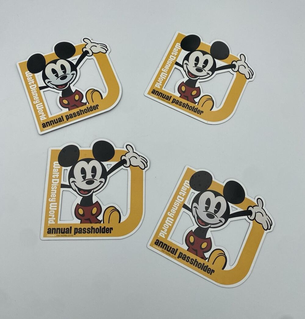Disney Walt Disney World Annual Passholder Mickey Mouse Fridge Magnets Lot 4 4in